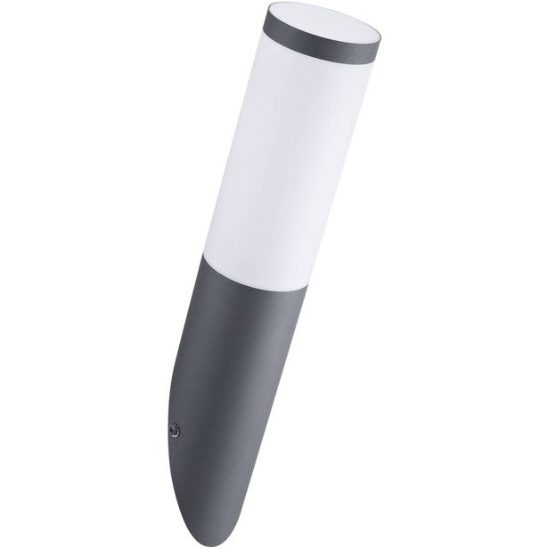 Seinävalaisin Polux Oslo, 20W, 230V, IP44, Ø 76mm, harmaa