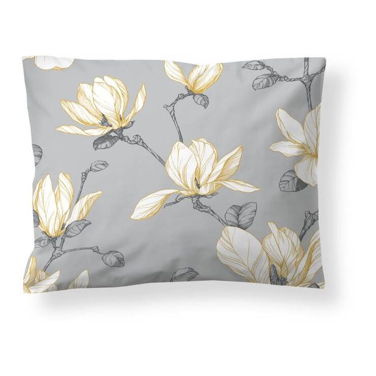 Satiinityynyliina Finlayson Magnolia 50x60cm GOTS vaaleanharmaa/keltainen