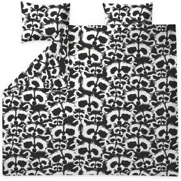 Parivuoteen pussilakanasetti Finlayson Pesue, 240x210cm, musta/valkoinen, luomupuuvilla
