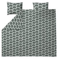 Parivuoteen pussilakanasetti Finlayson Elefantti 240x210cm + 50x60cm GOTS tummanvihreä