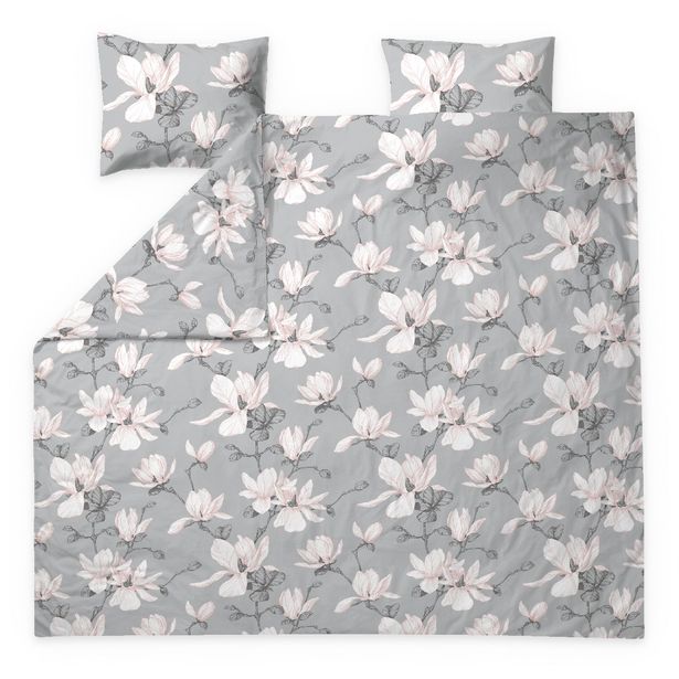 Parivuoteen satiinipussilakanasetti Finlayson Magnolia, harmaa