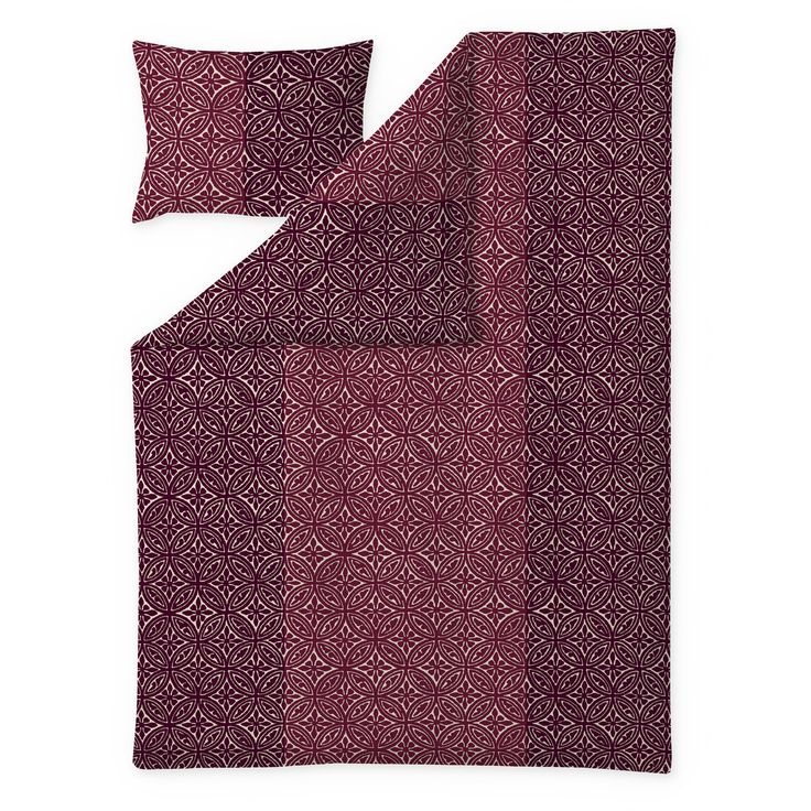 Satiinipussilakanasetti Finlayson Elektra 150x210cm + 50x60cm GOTS viininpunainen