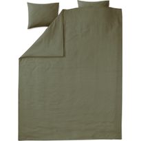 Parivuoteen pellavapussilakanasetti Finlayson Lino 240x210cm + 50x60cm jäkälänvihreä 
