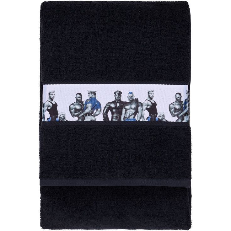 Kylpypyyhe Finlayson Tom Of Finland Blue Squad, 90x180cm, musta