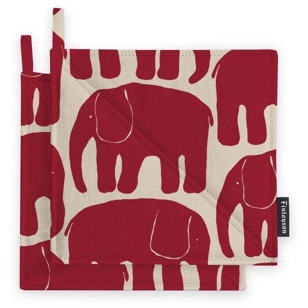 Patalappu Finlayson Elefantti, 22x22cm, 2kpl, punainen/beige
