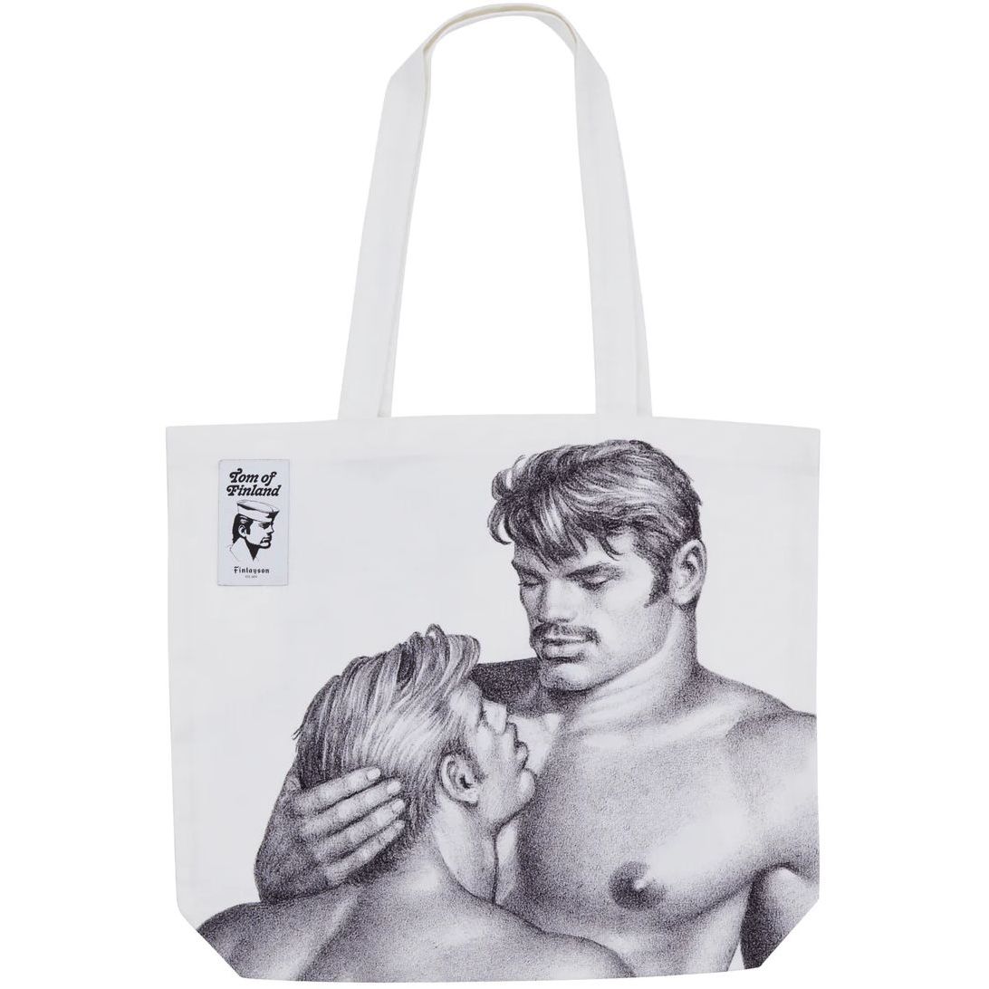 Kangaskassi Finlayson Tom of Finland Together, 45x42cm, musta/valkoinen