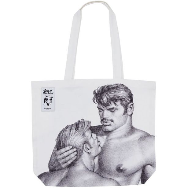 Kangaskassi Finlayson Tom of Finland Together, 45x42cm, musta/valkoinen