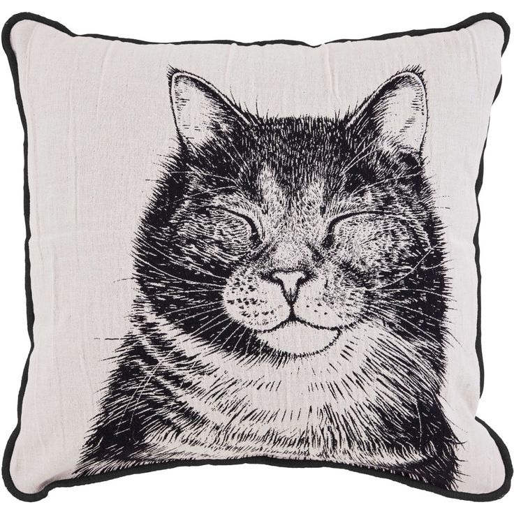 Koristetyynynpäällinen Finlayson Kissa 50x50cm, musta/valkoinen