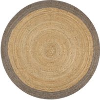 Juuttimatto, Ø90cm, käsinkudottu, harmaalla reunalla