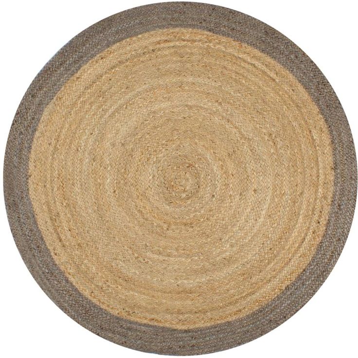 Juuttimatto, Ø120cm, käsinkudottu, harmaalla reunalla