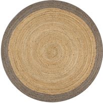 Juuttimatto, Ø150cm, käsinkudottu, harmaalla reunalla