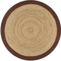 Juuttimatto, Ø90cm, käsinkudottu, ruskealla reunalla