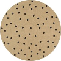Juuttimatto, Ø120cm, käsinkudottu, polkkapilkkukuviolla