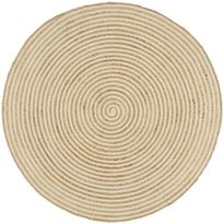 Juuttimatto, Ø90cm, käsinkudottu, valkoisella spiraalikuviolla