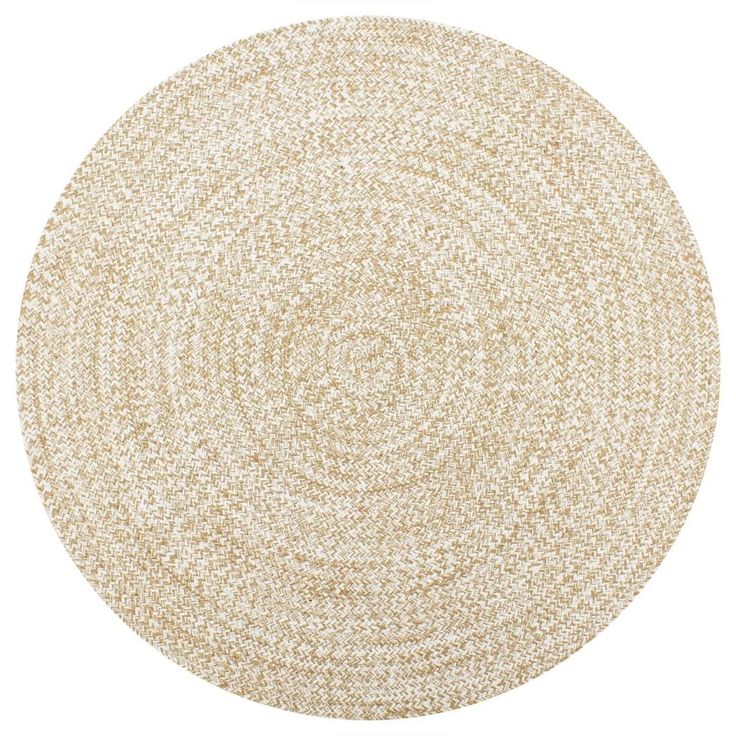 Juuttimatto, Ø120cm, käsinkudottu, valkoinen/luonnollinen kuvio