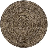 Juuttimatto, Ø90cm, käsinkudottu, musta/luonnollinen kuvio