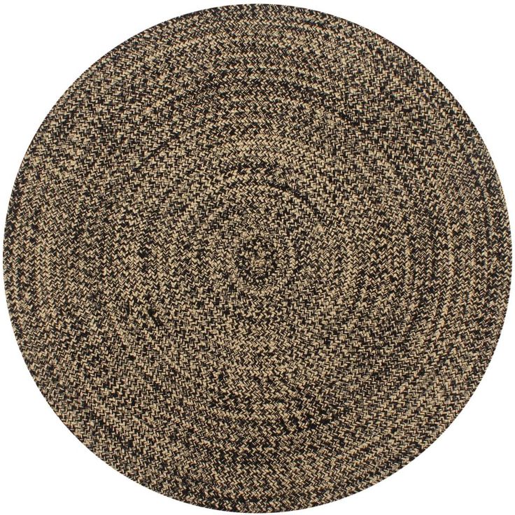 Juuttimatto, Ø150cm, käsinkudottu, musta/luonnollinen kuvio