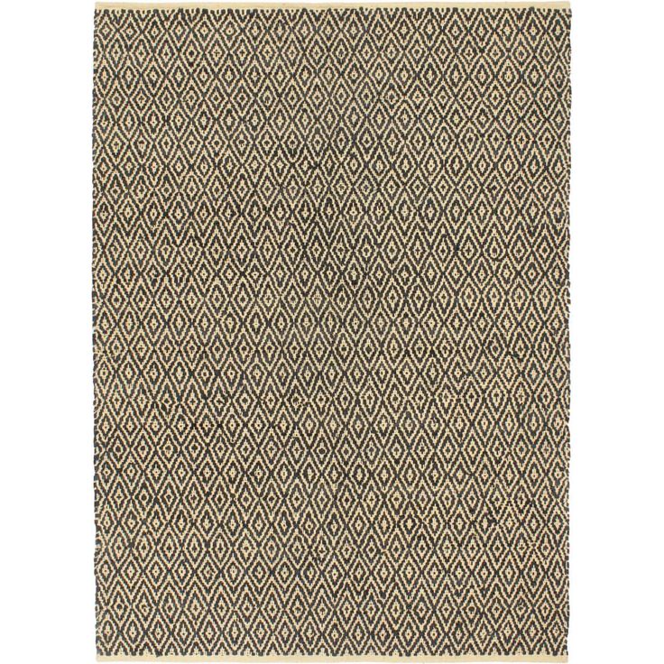 Chindi-matto, 120x170cm, käsinkudottu, nahka/puuvilla, musta