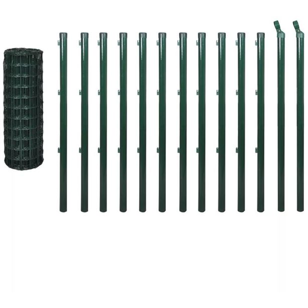 Verkkoaita tolpilla, teräs, 25x1.0m, vihreä
