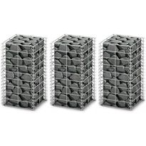 Gabion-/kivikorisarja, 3kpl, galvanoitu vaijeri, 25x25x50cm