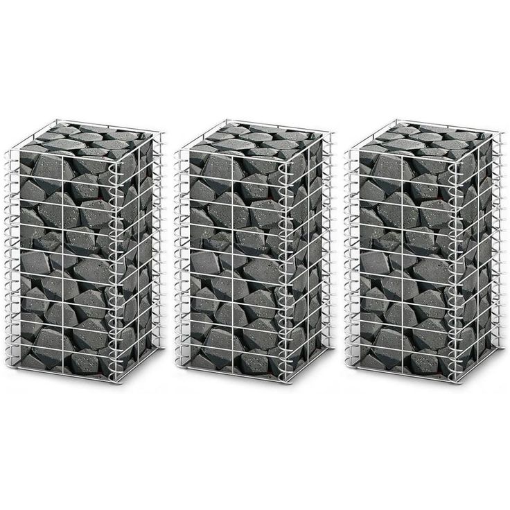 Gabion-/kivikorisarja, 3kpl, galvanoitu vaijeri, 25x25x50cm