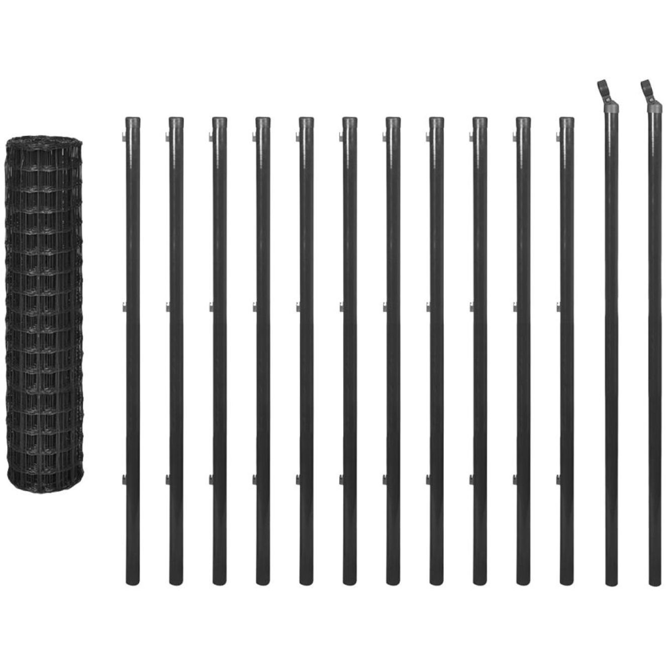 Euro-aita, teräs, 25x1,2 m, harmaa, silmäkoko 100 x 100 mm, tolppa 1,75m