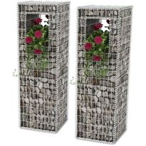 Gabion-kori/kukkalaatikkopylväs, 2kpl, teräs, 50x50x160cm