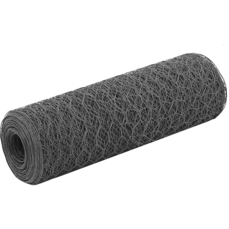 Kanaverkko, teräs, PVC pinnoitteella, silmäkoko 13mm, 25x0.5m, harmaa