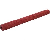 Kanaverkko teräs PVC pinnoitteella, silmäkoko 36mm, 36x1.5m, punainen