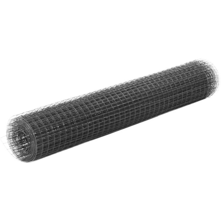 Kanaverkko 25x25mm, teräs, PVC pinnoitteella, 10x1m, harmaa