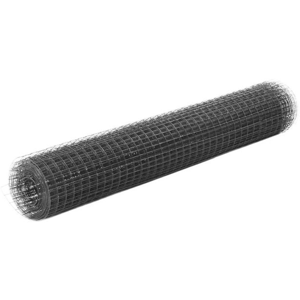 Kanaverkko 25x25mm, teräs, PVC pinnoitteella, 25x1m, harmaa
