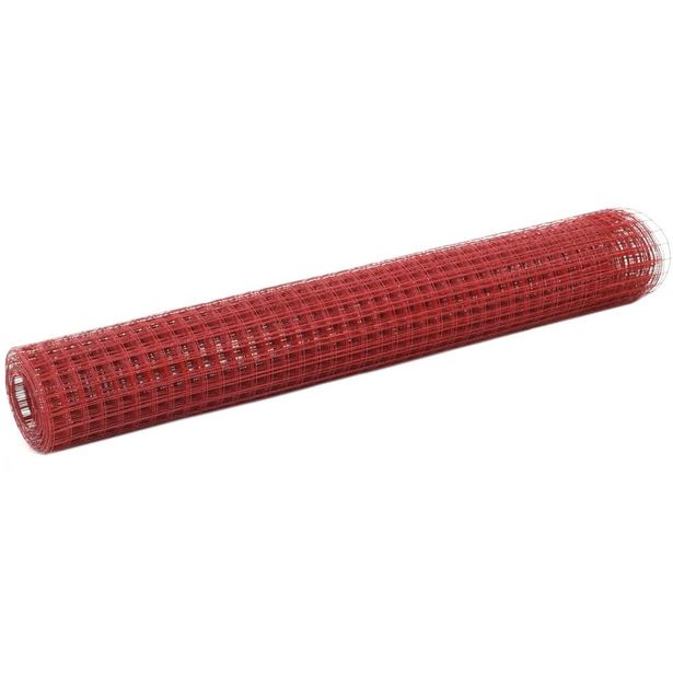Kanaverkko 12x12mm, teräs, PVC pinnoitteella, 25x1m, punainen