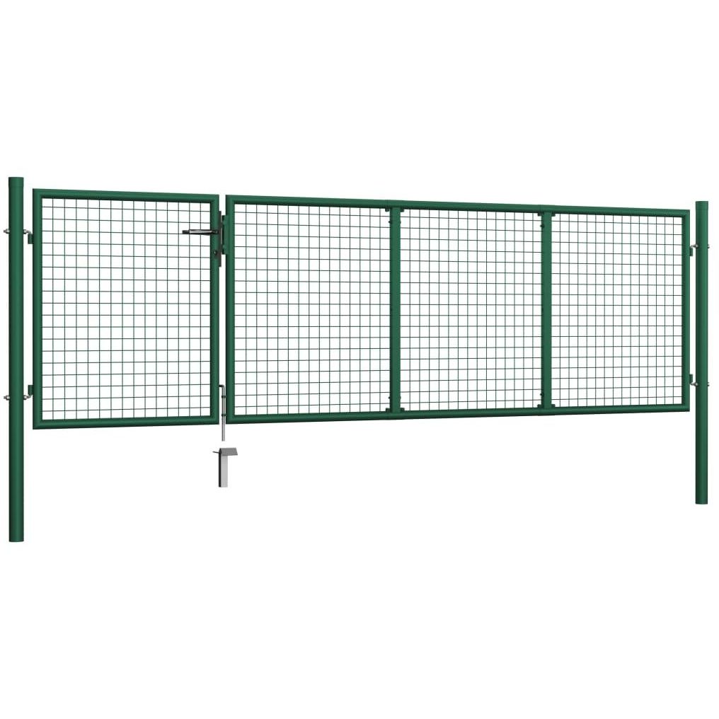 Puutarhaportti, teräs, 350x100cm, vihreä