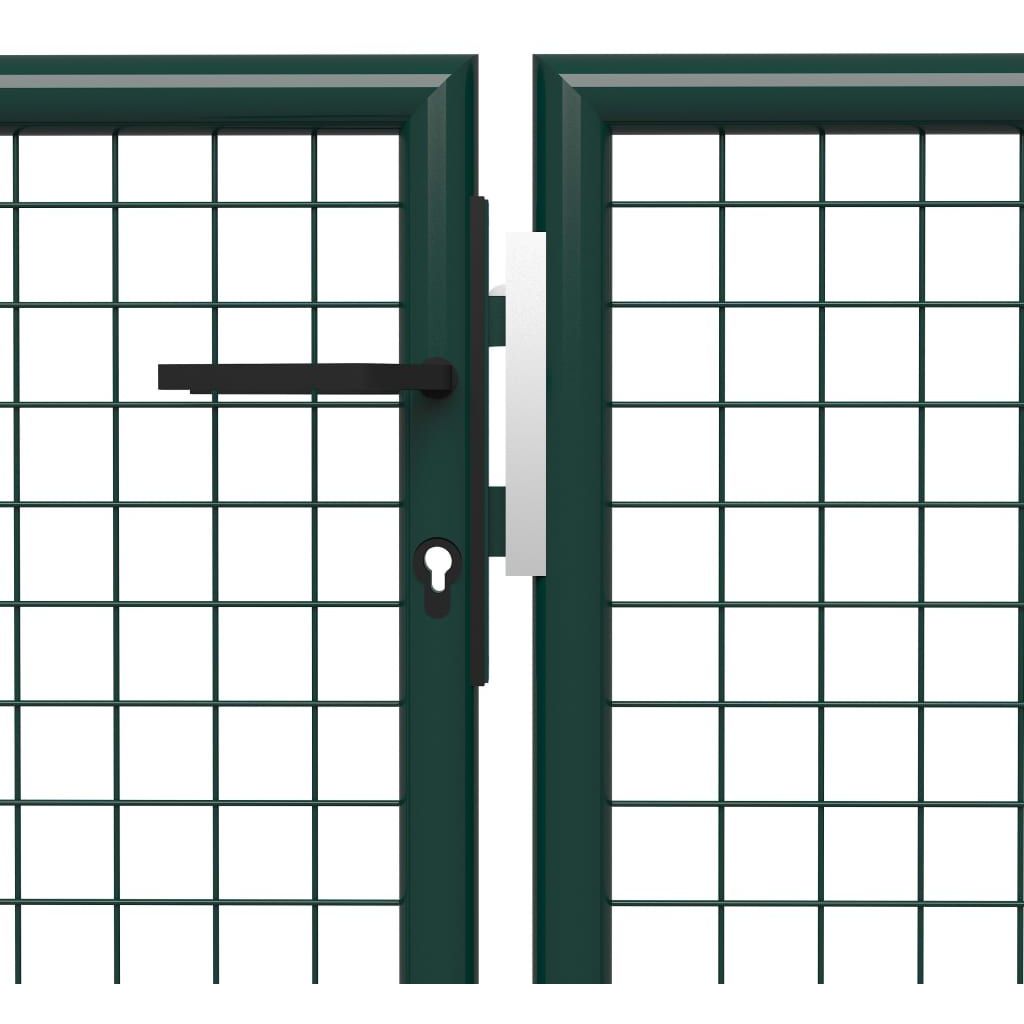 Puutarhaportti käyntiovella, teräs, 400x75cm, vihreä