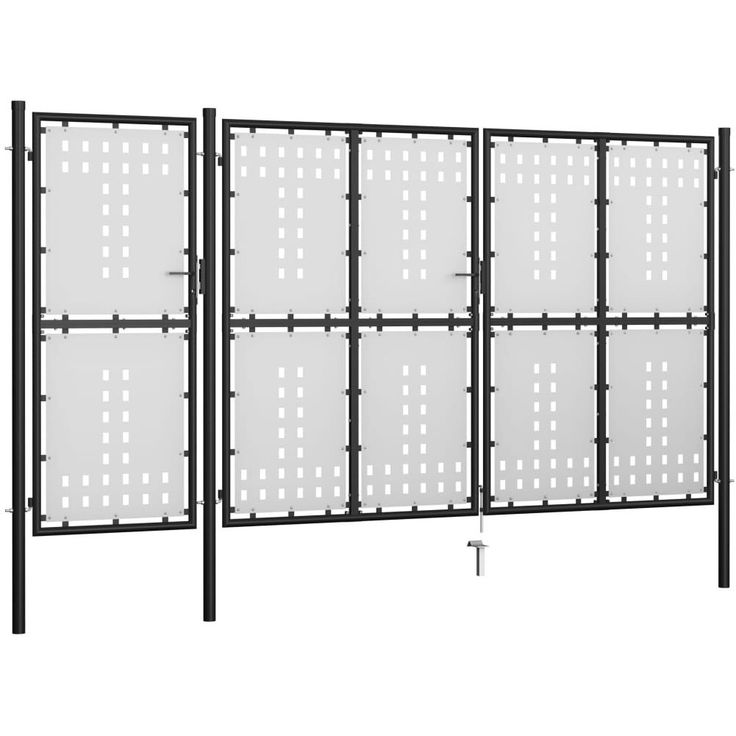 Puutarhaportti, teräs, 400x175cm, musta