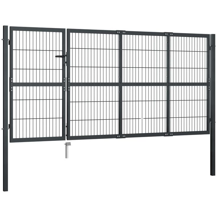 Puutarhaportti tolpilla, teräs, 350x120cm, antrasiitti