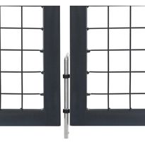 Puutarhaportti tolpilla, teräs, 350x140cm, antrasiitti