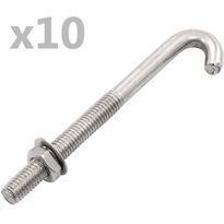 Ankkuroitu J-pultti, mutteri ja aluslevy, M8x100mm, 25kpl