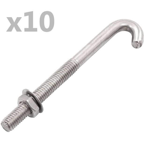 Ankkuroitu J-pultti, mutteri ja aluslevy, M8x100mm, 25kpl