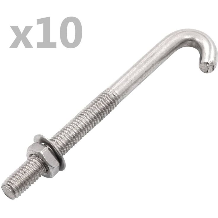 Ankkuroitu J-pultti, mutteri ja aluslevy, M8x100mm, 25kpl