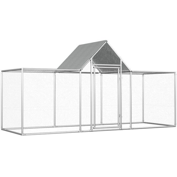 Kanahäkki, 3x1x1,5m, galvanoitu teräs, ovi keskellä
