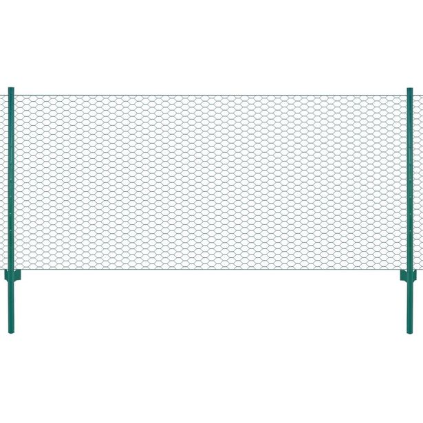 Verkkoaita tolpilla, teräs, 25x0.5m, silmäkoko 13mm, vihreä