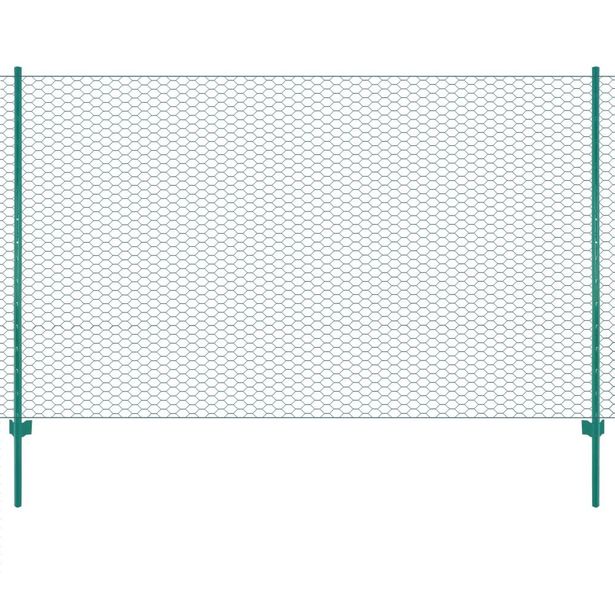 Verkkoaita tolpilla, teräs, 25x1.5m, silmäkoko 25mm, vihreä