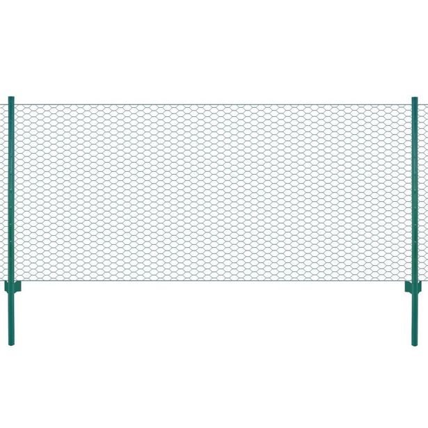 Verkkoaita tolpilla, teräs, 25x1m, silmäkoko 50mm, vihreä