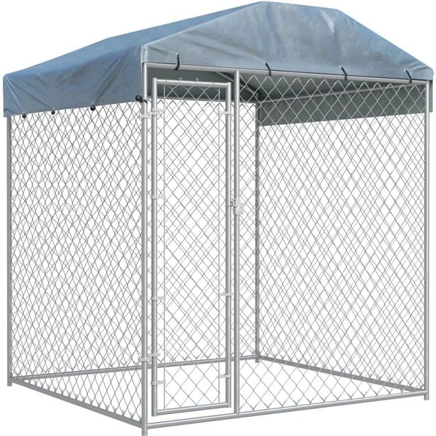 Koiran ulkohäkki suojakatoksella, 2x2x2,1m