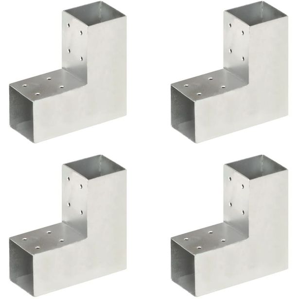 Tolppaliittimet 4kpl, L-muoto, galvanoitu metalli, 71x71mm