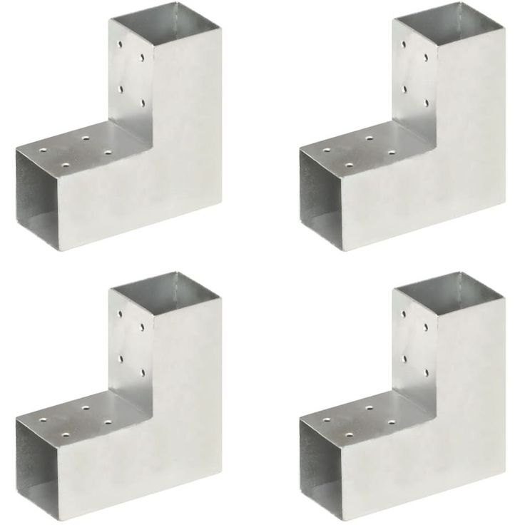 Tolppaliittimet 4kpl, L-muoto, galvanoitu metalli, 71x71mm