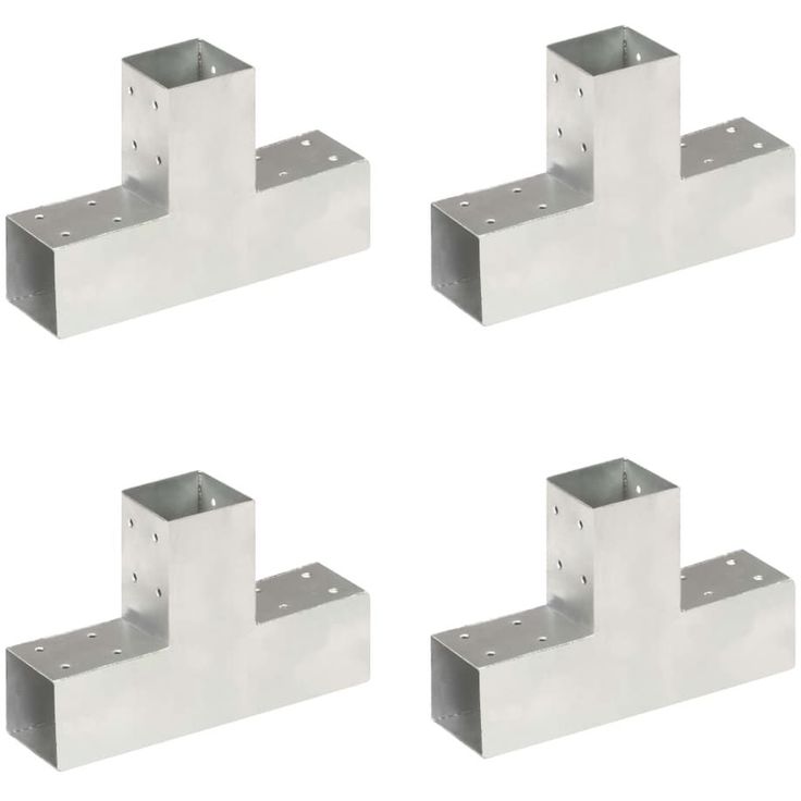 Tolppaliittimet 4kpl, T-muoto, galvanoitu metalli, 71x71mm