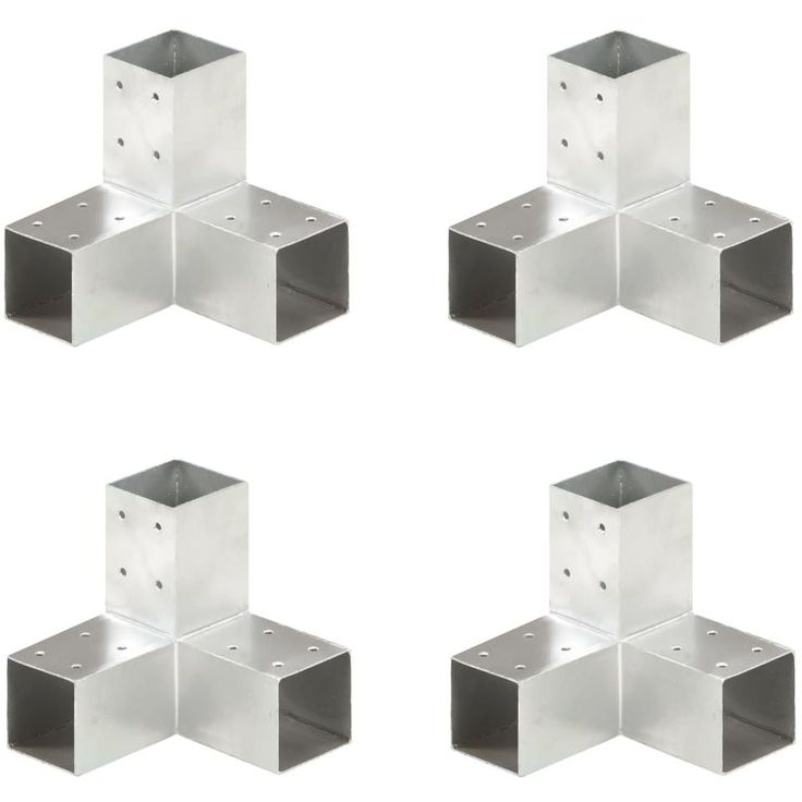Tolppaliittimet 4kpl, Y-muoto, galvanoitu metalli, 71x71mm