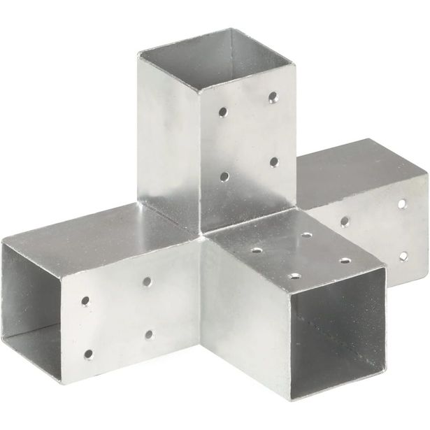 Tolppaliitin, X-muoto, galvanoitu metalli, 71x71mm